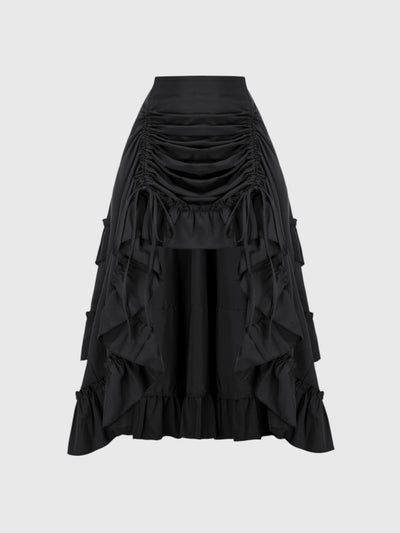 Shirred Ruffle A-Line Skirt