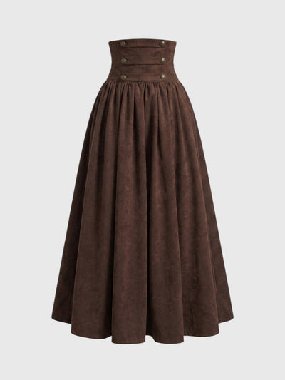 High Waist Faux Suede Maxi Skirt