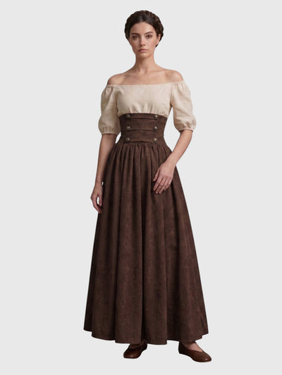High Waist Faux Suede Maxi Skirt