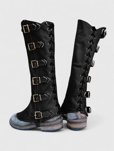Rogue’s Buckled Leather Leg Guards