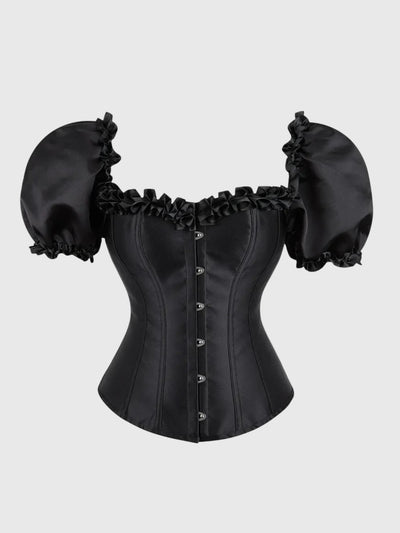 Nocturna Satin Puff-Sleeve Corset